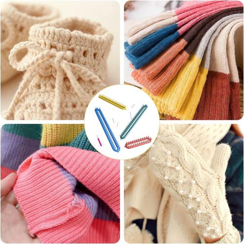 cureder Knitting Loom Long Knitting Loom Kit- Set of 4 Plastic Looms Knitting with 2 Knitting Yarn Loom Needle and 2 Plastic Loom Pick, Fit Craft Kit Tool for Giveaways Souvenirs, Gifts