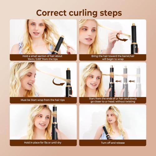 5 in 1 Blow Dryer Brush, Upgrade Hair Dryer Brush Air Curler Air Curling Wrap Styler, Detachable Hot Air Brush Negative Ion Curling Brush Iron, Hair Styling Tools for Drying Curling Straightening