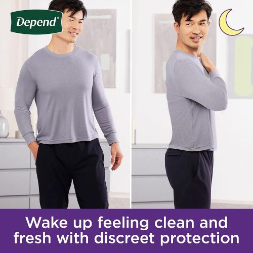 Depend Night Defense Adult Diapers, Incontinence Underwear for Men, Disposable, Overnight, Small/Medium, Grey, 26 Count, Packaging May Vary