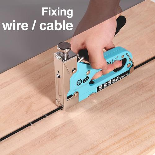 Blue SHALL Staple Gun Heavy Duty, 3-in-1 Upholstery Staple Gun Kit with 3000 Staples, Staple Remover, Manual Brad Nailer with Specific Staples Outlet Position Indicator