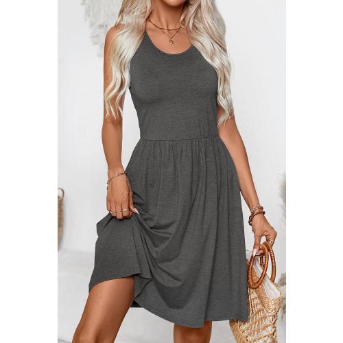 Size XL Womens Summer Tank Dress Sleeveless Casual High Waist A-line Beach Sundress