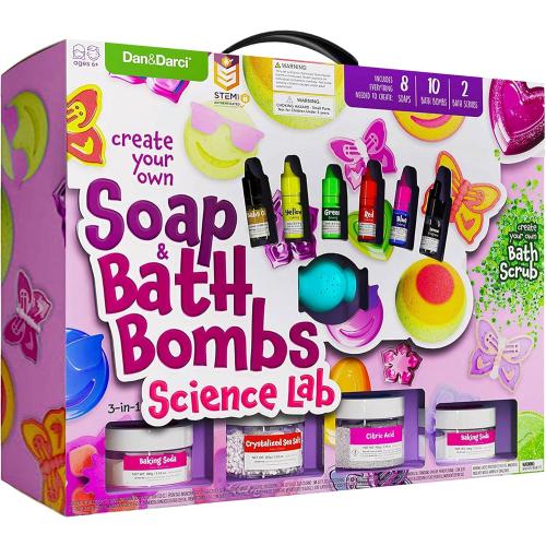 Dan&Darci Soap & Bath Bomb Making Kit for Kids, 3-in-1 Spa Science Kits, Easter Craft Gifts for Girls & Boys Age 6-12 Year Old Girl Crafts: DIY Experiment Toys, Gift for Kid Ages