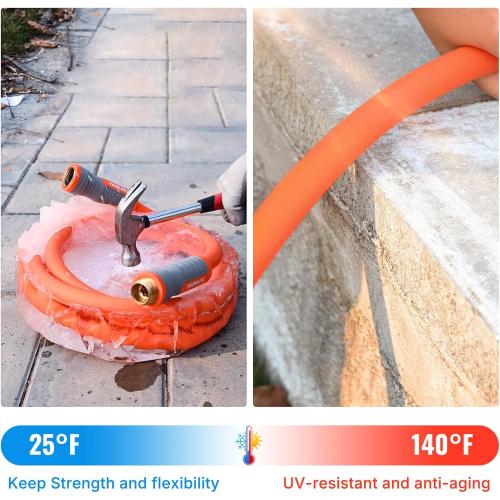 Size 50ft YAMATIC Heavy Duty Garden Hose 5/8 in x 50 ft with Swivel Fitting, Super Flexible Water Hose, All-weather, Lightweight, Burst 600 PSI