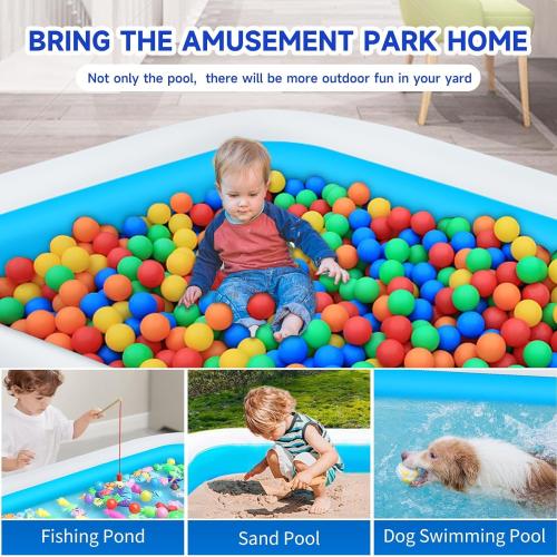 Nattork Inflatable Swimming Pool for Kids and Adults- 118 x 68 x 22 Family Full-Sized Blow Up Pools for kids -Thickened Durable Above Ground Swimming Pool Backyard Lawn, Indoor Outdoor Summer Party