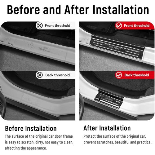 Color Black 4PCS Door Sill Protector for Jeep Wrangler JL JLU 2018-2025 2026 & Gladiator JT 2020-2025 2026 Accessories Stainless Steel Front and Rear Door Car Pedal Kick Protection (Black Brushed)