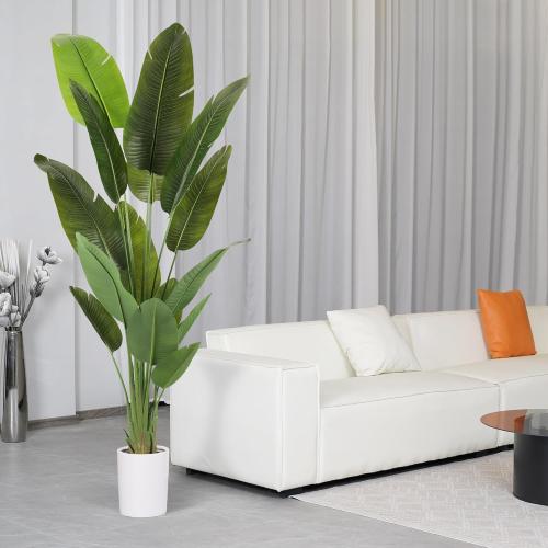 Size  7.2Ft Large Artificial Trees Size  7.2Ft Silk Bird of Paradise Big Tall Fake Plants Faux Green Silk Floor Potted Plants for Home Living Room Office Decor Indoor Outdoor…