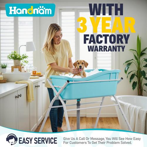 Dog Bath Tub, Portable Dog Washing Bathing Station, Elevated Foldable Dog Bath for Shower and Grooming, 3 Adjustable Height Pet Tub for Small and Medium Size Dogs, Indoor and Outdoor (Patent Design)