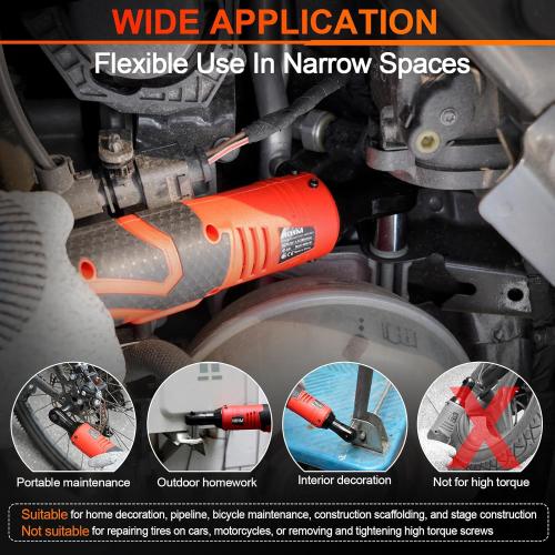 3/8 Cordless Electric Ratchet Wrench Set, 40 Ft-Lbs 16.8V Battery Power Ratchet Tool Kit with Variable Speed Trigger, 2 Packs 2.0Ah Battery, Charger, 7 Sockets