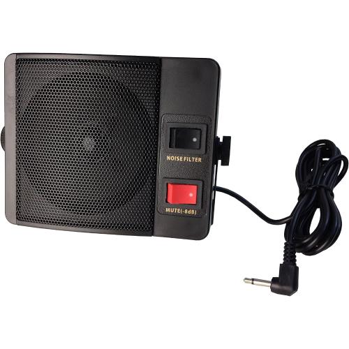 TW-08-L Type CB EXTENAL Speaker for Mobile Transceiver (CB Radio) with Swivel Bracket 10W 1.8M Cable with 3.5mm Mono L Type Plug Noise Filter Switch & Mute Switch (-8dB)