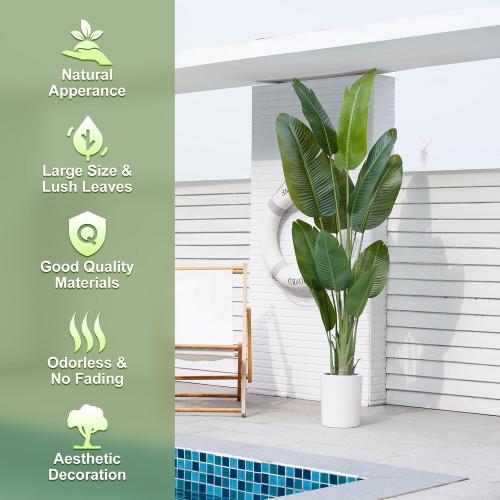 Size  7.2Ft Large Artificial Trees Size  7.2Ft Silk Bird of Paradise Big Tall Fake Plants Faux Green Silk Floor Potted Plants for Home Living Room Office Decor Indoor Outdoor…