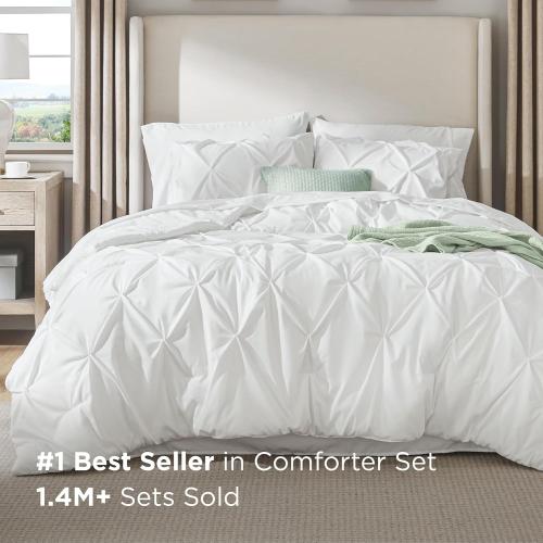 Bedsure White Comforter Queen - Bed in a Bag Queen Size Bedding 7 Pieces, GentleSoft™ Marshmallow Comforter Set, All Season Down Alternative Comforter with Sheets, Pillowcases & Shams