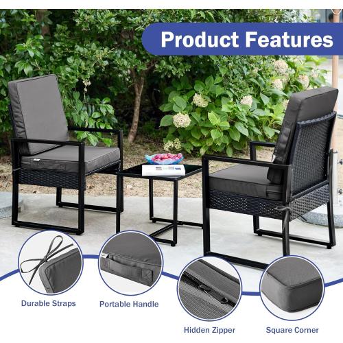 Outdoor Seat Cushion Set 22 x 22 x 3 Inch, Outdoor Cushions for Patio Furniture, Waterproof & Fade Resistant Outdoor Chair Cushions, Deep Seat Cushions with Removable Cover, Dark Grey
