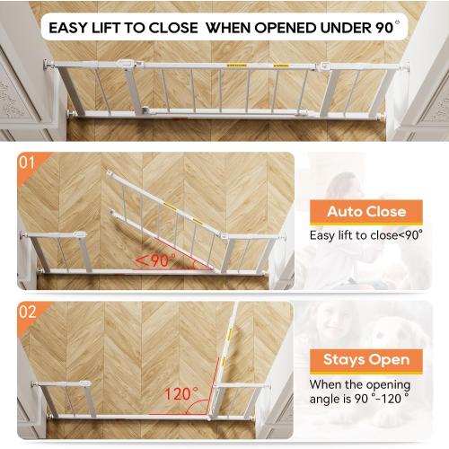 BestPet 30”Tall Dog Gate for Stairs & Doorways, Fits 28.5”-39.7” Wide Openings,Walk-Through Metal Pet Gate for Indoor Use,Adjustable Safety Gates for Pets,White