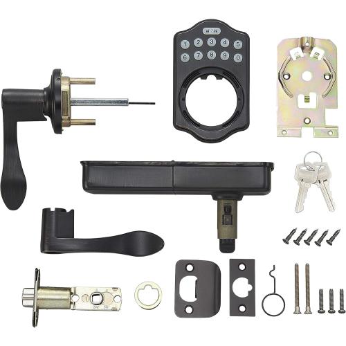 Amazon Basics Electronic Keypad, Keyless Entry Door Lock Deadbolt with Handle Set, Key Pad Front Door with Knob, Door Locks for Front Door, Door Handle, Oil Rubbed Bronze, 1-Pack