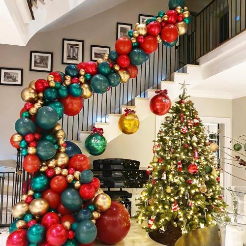 Red Green Gold Balloons 55 Pcs Xmas Balloon Red Pearl Light Green Golden Latex Party Balloons Polka Dot Balloon for Merry Christmas Ugly Sweater Friendsmas New Year Holiday Birthday Party Decor