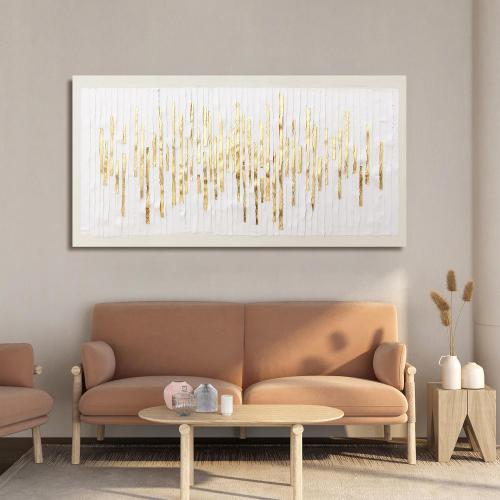 Canvas Wall Art Decor Modern Wall Decor For Living Room Gold Abstract Wall Art White Textured Wall Art Abstract Art Artwork for Walls Canvas Prints Art Work For Home Office Wall Decor