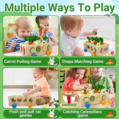 Montessori Wooden Shape Sorter for Baby Carrot Shape Sorting Toy for Toddlers 3  Montessori Shape Puzzles Fine Motor Toys Sensory Learning Educational Toys for Kids 1 2 3 4 5 6 Years Old