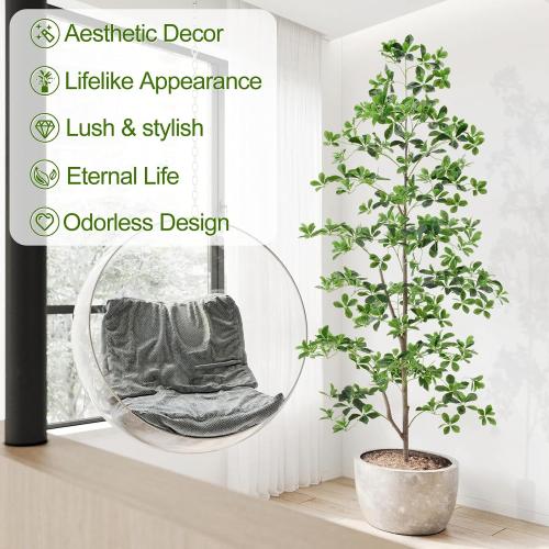 Keeplush 7ft Tall Artificial Black Olive Tree with 1260 Lifelike Leaves, Tall Fake Greenery Olive Silk Plants Artificial Tree Indoors in Pots, Faux Olivo Tree for Living Room Office Decor
