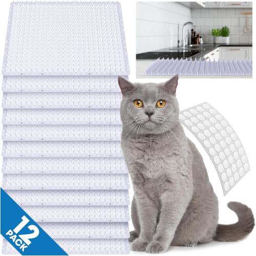 Petfolio 12 Pack Upgraded Scat Mat For Cats - 16 x 13 Inch Cat Repellent Mat With Uneven Spikes Is An Effective Pet Training Mat Device For Cat Repellent Indoor & Outdoor To Deter Cats & Other Animals