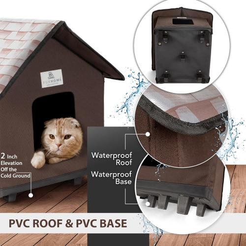 Outdoor Cat House - Heated Cat House for Outside - Waterproof & Insulated for Outdoor Cats - Elevated Design for Warm, Safe Shelter - Easy Assembly - Suitable for Feral Cats in Winter
