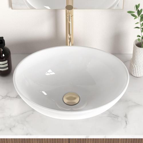 KES Bathroom Vessel Sink, Bowl Sink White Vessel Sink Oval Bathroom Sink 16 x 13 Countertop Modern Egg Shape Above Counter Bathroom Vanity Sinks Bowl, BVS124