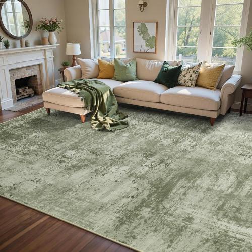6x9 Ft Large Area Rugs for Living Room, Soft Non-Slip Washable Rugs Modern Abstract Pattern Carpet for Bedroom Indoor Floor Nursery Home Decor (Green)