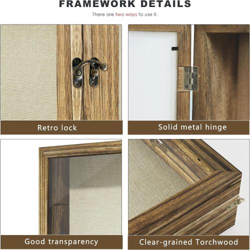 Picrit Large Brown Shadow Box Frame 16x20, 3.1 Deep Solid Wood Display Case with Removable Shelves & Drawers, Linen Back for Flowers, Pictures, Medals, Coins, Pins Collection, Memorial Gifts and More