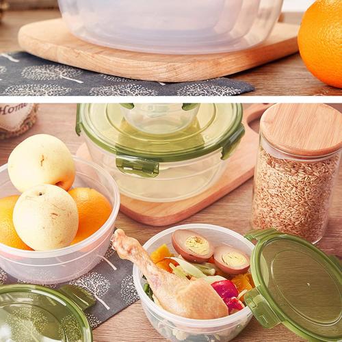 Food Storage containers Set,Round Lunch Boxes,Kitchen Plastic Airtight Stackable Food containers with lids, 4 Pieces, Suitable for Dishwasher,Freezer,Microwave,Transparent