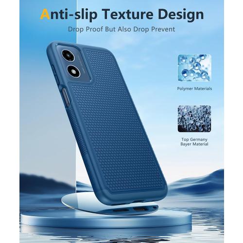 FNTCASE for Moto G-Play 2024 Case: Dual Layer Non Slip Military Grade Blue