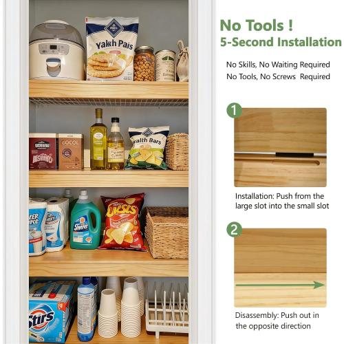 Solid Wood Shelf Covers for Wire Shelving, Wire Rack Covers for Pantry Shelves, Tool-Free & Snap-On (5pcs, 30 W x 16 D)
