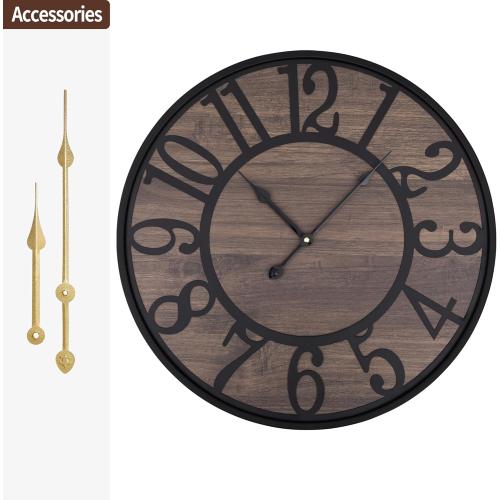 LEIKE Extra Large Wall Clock,Silent Little Ticking,Battery Operated Round Modern Wood Wall Clocks for Living Room, Bedroom,Farmhouse,Office Vintage Big Home Decor-32 Inch/80CM-Black-Arabic Number