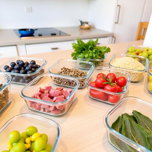 Square 2cup Glass Food Storage Containers with Airtight Lids, 16oz Glass Meal Prep Containers, Square Food Bowl For Lunch, Fruit, Snack, Dishwasher Microwave Freezer Safe (Pink Green)