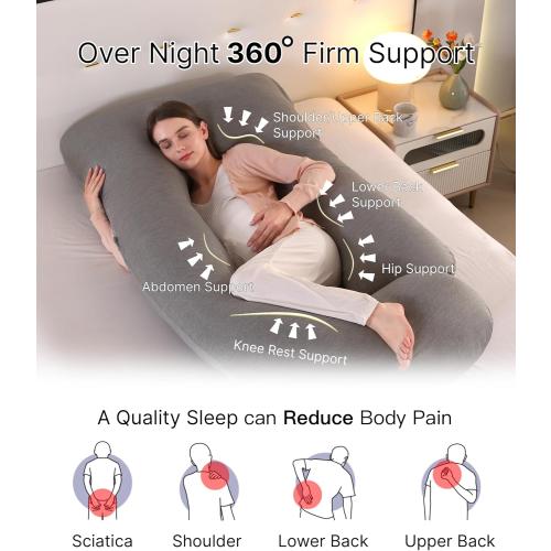 ALLOPERA Pregnancy Pillow, Full Body Maternity Pillow 57 inch, with Removable Washable Cover - Sleep Support for Legs, Back, Neck, Shoulder, HIPS, Belly for Pregnent Women (Cooling Cover)