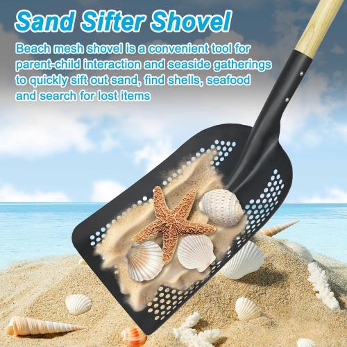 Sifting Shovel,Size 47.2''Square Sand Beach Sifter with Dense Holes,Manganese Steel Sand Sifter for The Beach Shell,Sands Sifters Shovel for Sands Screening,Farm Feed,Chicken Coop Scoop and Shoveling Snow