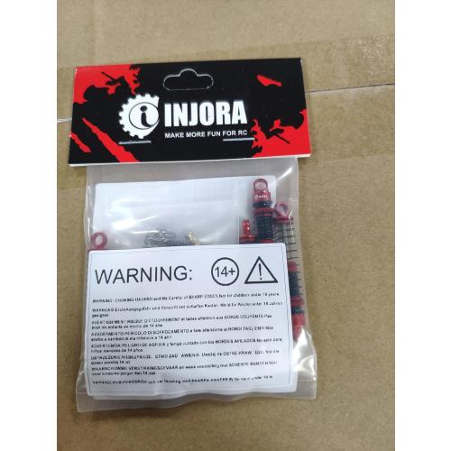 INJORA 45mm Shocks Aluminum Threaded Absorber Oil Damper for FMS FCX24 1/24 RC Crawler Upgrade（Red）