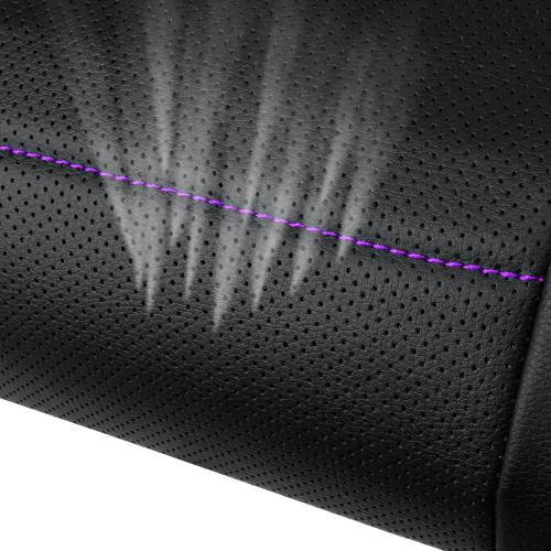 CAR PASS Piping PU Leather Car Seat Cover,Inside Zipper Design and Reserved Opening Holes Airbag Compatible,Universal FIT for Car, SUVs,Van,Trucks,Full Set, Black & Purple