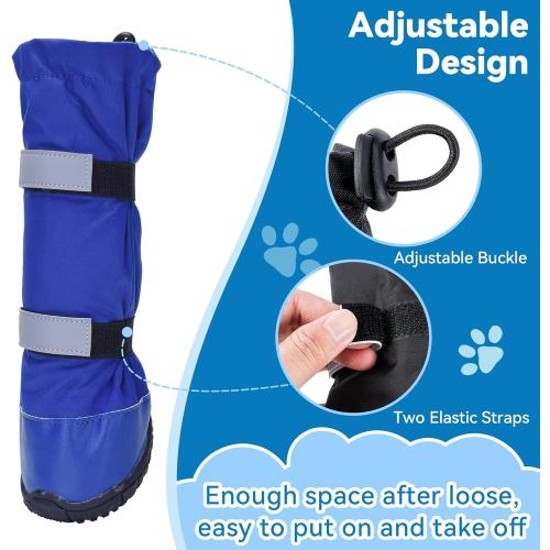 Hipaw Waterproof Dog Boots for Winter Snow Rain,Non-Slip Dog Shoes for Medium to Large Dogs,Extended Cuff Paw Protectors for Outdoor Walking Hiking
