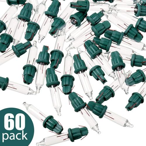 Mudder 60Count 2.5V Christmas 50/100/150/200 Count Mini Incandescent Wire String Lights Replacement Bulbs Indoor/Outdoor Christmas Lights Decor for Home Xmas Tree (Green Base with Warm White Bulb)