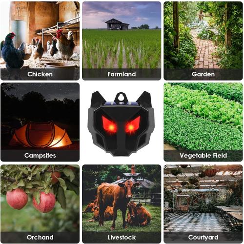 Pack of 4 Solar Nocturnal Animal Repeller Racoon Repellent Outdoor Fox Skunk Coyote Deterrent Deer Repellent Predator Light for Chicken Coop Predator Protection Predator Eyes Animal Deterrent for Yard Farm (4)