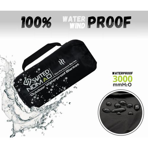 SUITEDNOMAD Large Waterproof Outdoor Stadium Blanket, Windproof and Warm Extra Thick Fleece or Quilted Sherpa, Great for Cold Weather Camping, Picnic, Sports, Festivals