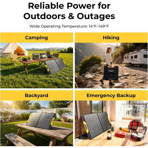 BougeRV 100W Portable Solar Panel, N-Type Foldable Solar Charger Fiberglass | 100W Solar Panel, Fiberglass Layer, Foldable Charging Design, 25% High Efficiency, IP65 Protection for Camping RV, Off-Grid