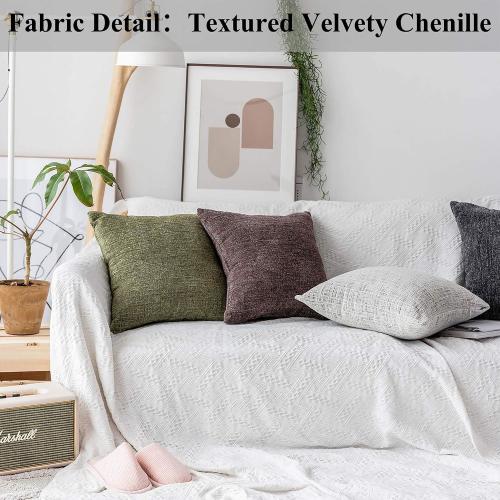Home Brilliant White Lumbar Pillow Cover 12x20 Chenille Plush Velvet Oblong Decorative Throw Pillow Covers Fall Pillowcases for Bed Couch Sofa, Set of 2, 12 x 20 inches(30x50cm), Cream Mix Black