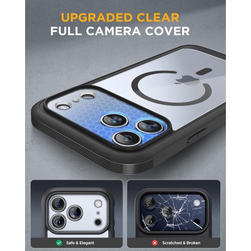 Miracase for iPhone 17 Pro Max Case 6.9 Full-Body Phone Case with Built-in Glass Screen Protector& Full Camera Protector, Camera Control [Magnetic with MagSafe] Drop Proof 17 ProMax Cover, Black