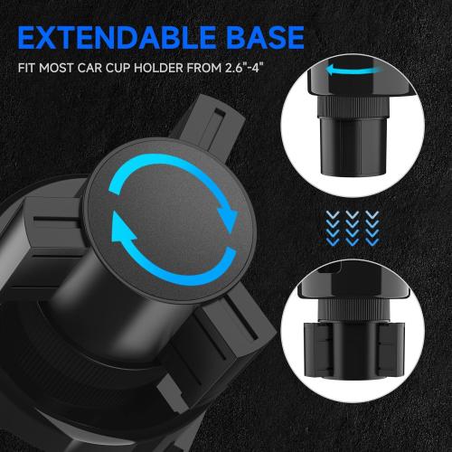 DYLEN Car Cup Holder Expander, 2 in 1 Cup Holder Adapter Extender for Car with Expandable Insert, Fits Yeti, Hydroflask and Other Large Water Bottles & Mugs in 2.2-4.6 (10-46oz)