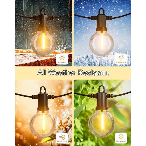 Outdoor String Lights, 150FT Patio Lights with 75 Shatterproof G40 Globe Bulb(3 Spare), Waterproof Connectable Dimmable LED Hanging String Lights for Outside Backyard Porch Balcony(2x75FT)