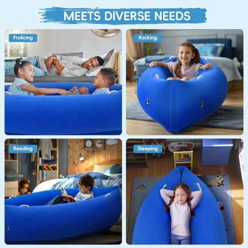 OUTREE Sensory Chair for Kids,60 Includes Electric Air Pump,Inflatable Sensory pod for Children, Sensory Toys for Kids with Autism,Sensory Peapod,Blue