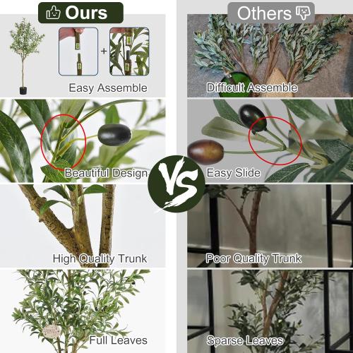 Faux Olive Tree 6ft,Olive Trees Artificial Indoor,Large Fake Olive Plants with Natural Wood Trunk and Lifelike Leaves for Living Room and Office