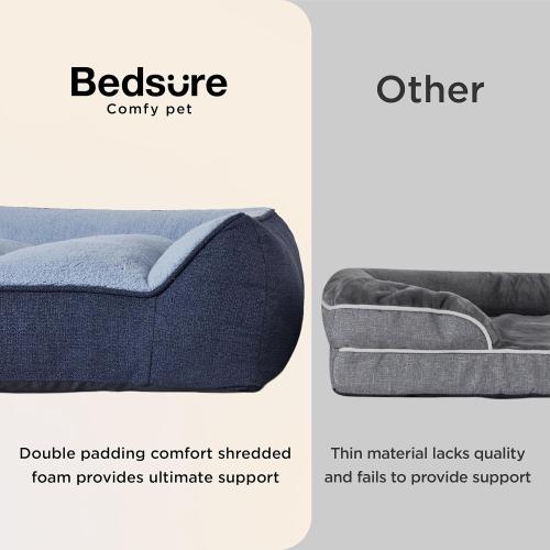 Bedsure XL Pro Orthopedic Dog Beds Large Sized Dog - Extra Thick Supportive Dogs Couch with Waterproof Washable Cover, Extra Large Comfort Pet Bed Sofa with Soft Sherpa and Nonskid Bottom, Blue, 45