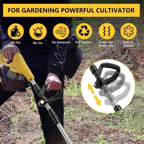 21V Cordless Tiller Cultivator, 360 Max RPM Cordless Electric Garden Tiller with 2 * 3.0 Ah Battery & Fast Charger, 9.06 Tilling Width, 6.3 Depth, Portable Rotary Tiller for Lawn Soil Cultivation
