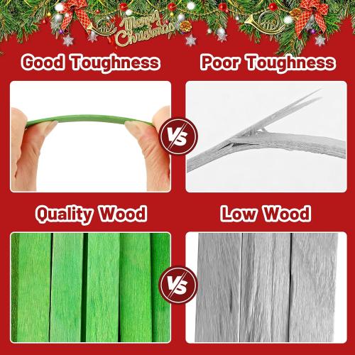JANYUN 300 Pcs Green Popsicle Sticks for Crafts, 4.5 Inch Christmas Wooden Ice Cream Craft Sticks Popsicle Sticks for Waxing Christmas Valentines Day DIY Crafts Creative Designs Education